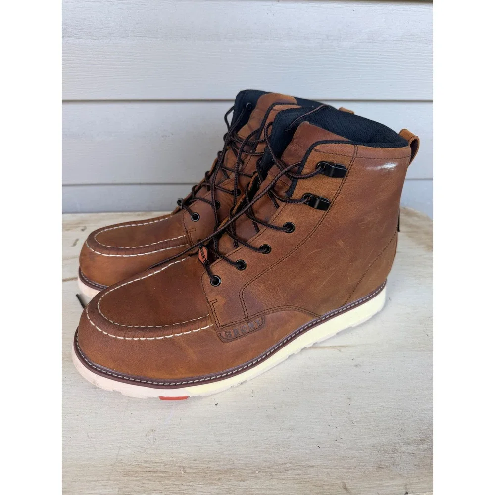 Brunt Marin Work Boots Mens 14 Brown Leather Waterproof Moc Toe ASTM F2892-18 EH